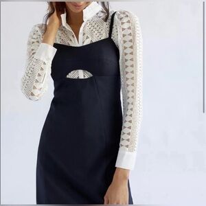 Anthropologie Mare Mare Cut-Out Shift Mini Dress- NAVY- SP